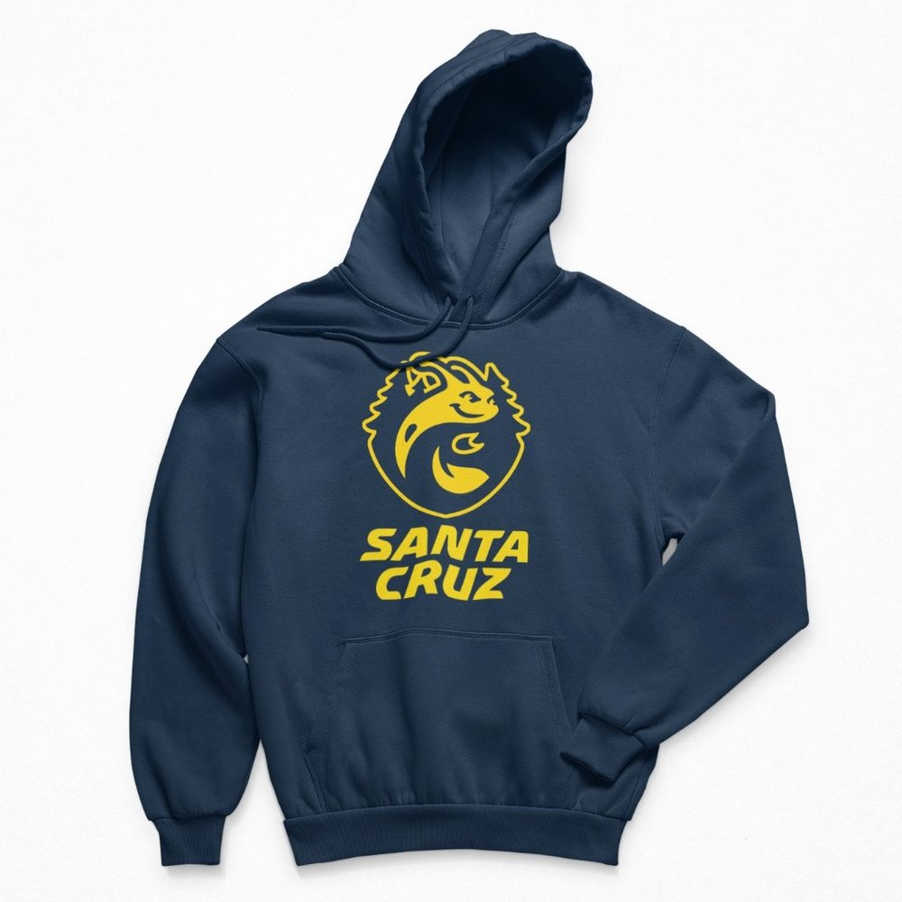 NEW UC Santa Cruz Banana Slugs Wordmark Shield Logo Fleece Pullover Hoodie NAVY